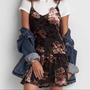 American Eagle Velvet Floral Burnout Slip Dress